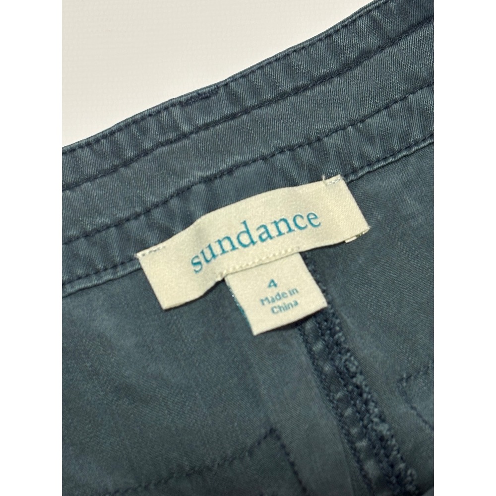 Sundance Teal Blue Lyocell Cargo Shorts Womens 4 Drawstring Utility Boho Soft - Picture 3 of 9